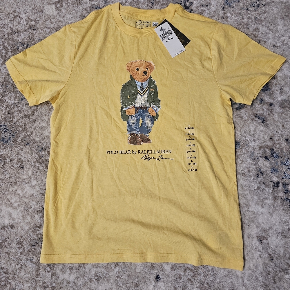 Polo Ralph Lauren Boys Polo Bear Preppy T Shirt Size 14-16 Large NWT